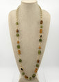 Gold with Multi Green Natural Stones 36" Necklace