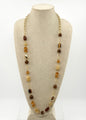 Gold with Multi Brown Natural Stones 36" Necklace
