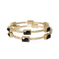 Hammered Gold Bangles with Black Rectangle Epoxy Accents