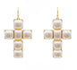 Square Puffy Pearl 1.5" Cross Earring