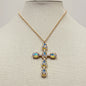 AB Crystal 1.75" Cross Pendant 16"-18" Necklace