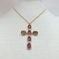 AB Emerald Crystal 1.75" Cross Pendant 16"-18" Necklace