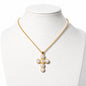 Gold and Pearl 1.75" Cross Pendant 16"-18" Necklace