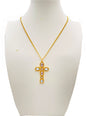 White and Clear Crystal 1.75" Cross Pendant 16"-18" Necklace