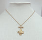 Worn Gold Hammered Squared Cross Pendant 16"-18" Necklace