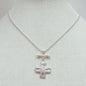Worn Silver Hammered Squared Cross Pendant 16"-18" Necklace