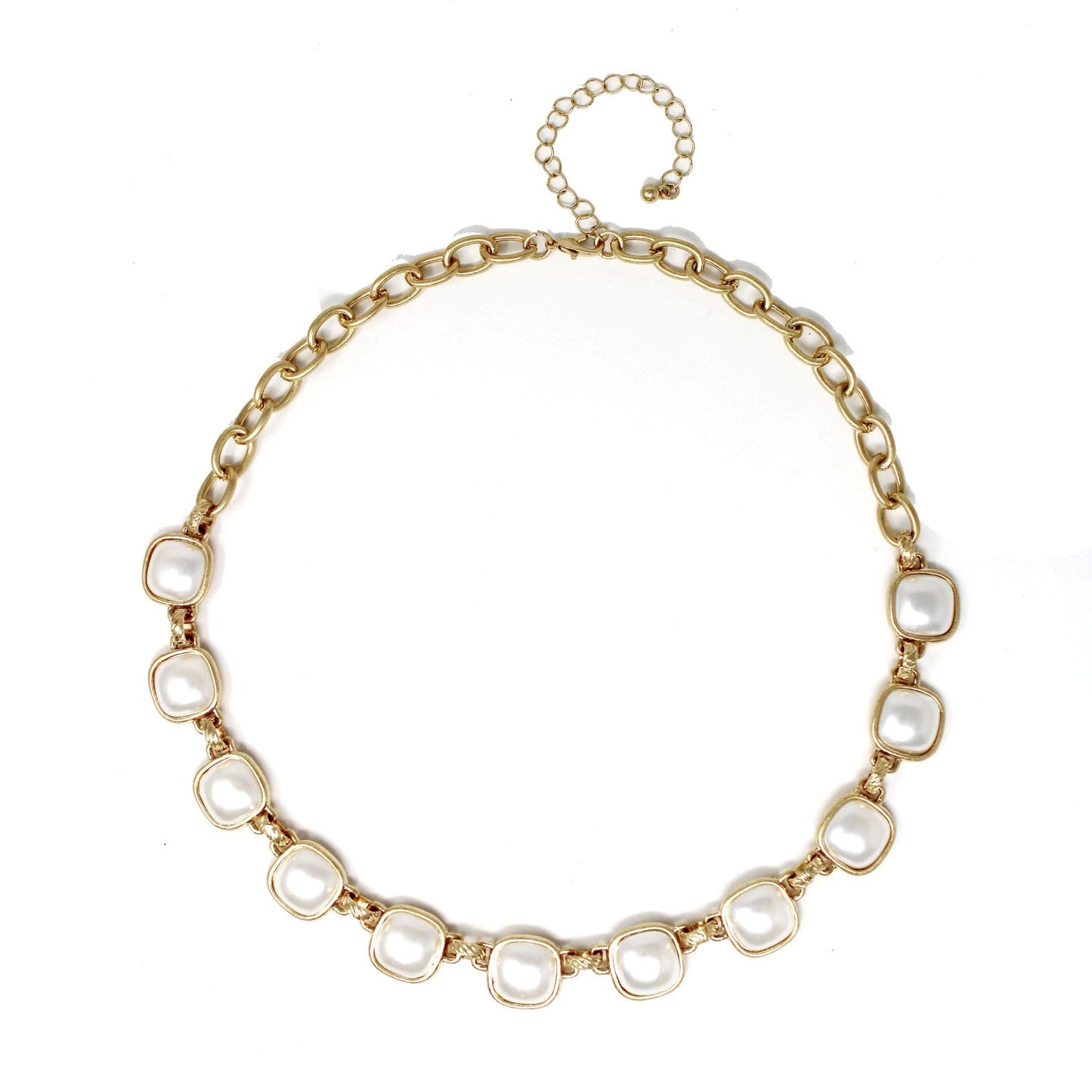 Gold Chain with Squared Pearl 16"-18" Necklace