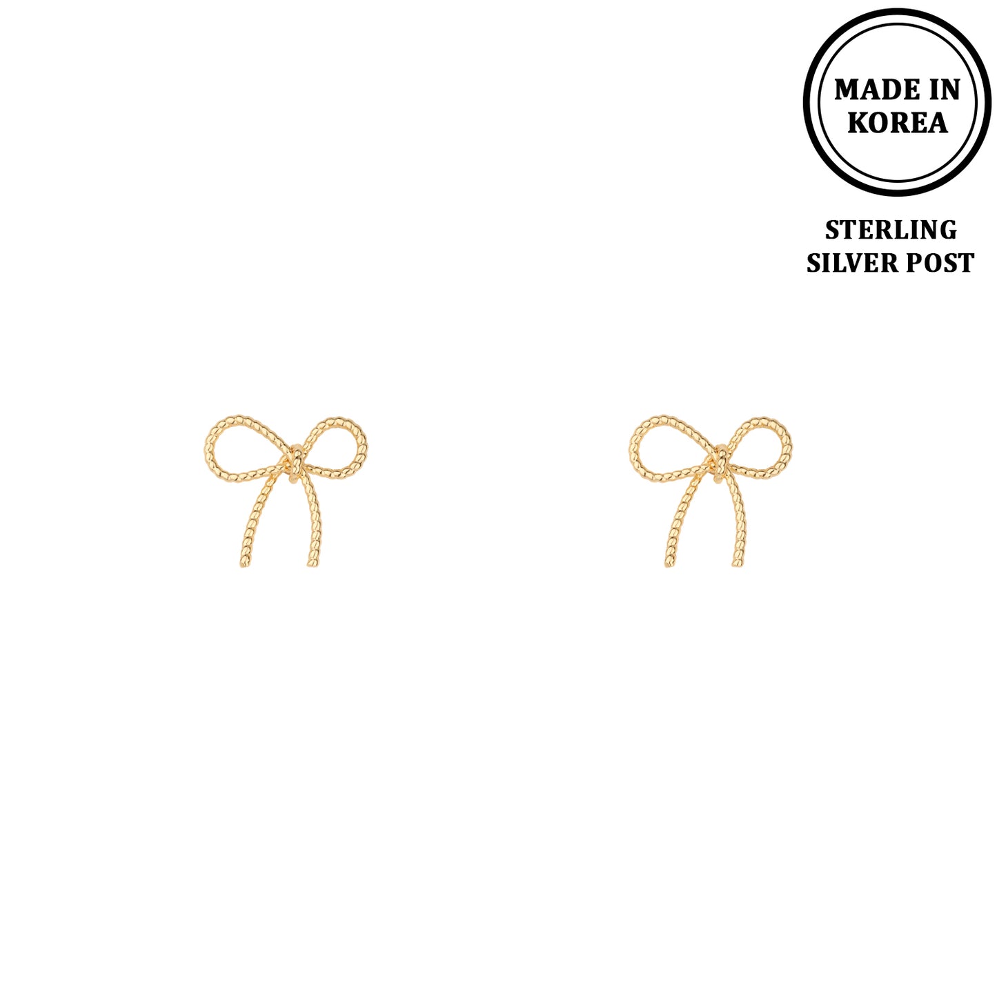 Small Gold Textured Bow Stud Earring