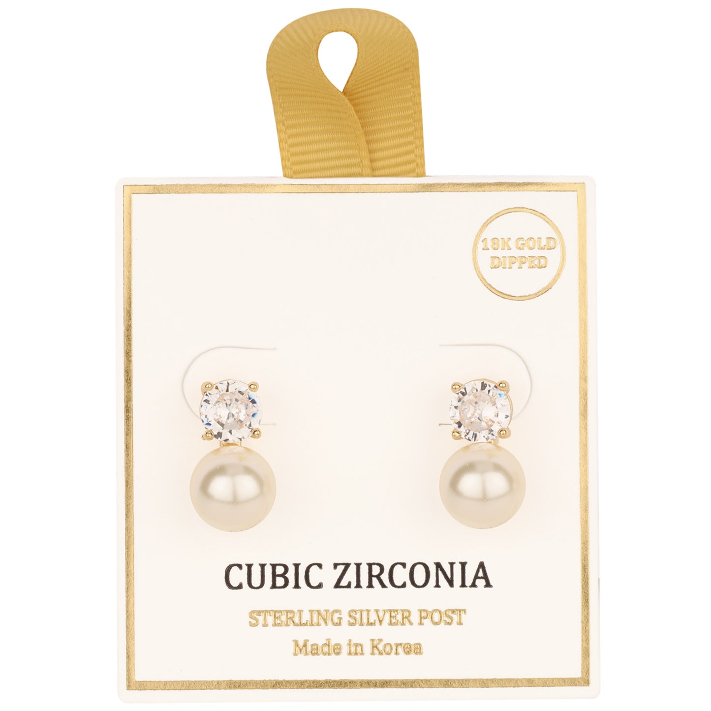 Gold Rhinestone with Pearl .5" Earring