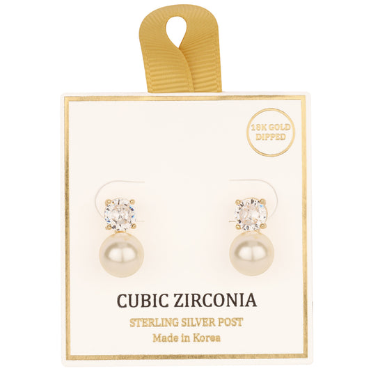 Gold Rhinestone with Pearl .5" Earring