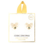 Gold Rhinestone Metal Bow with Heart with Sterling Silver Post Earring