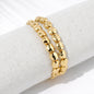 Set of 2 Gold Metal Nugget Stretch Bracelet
