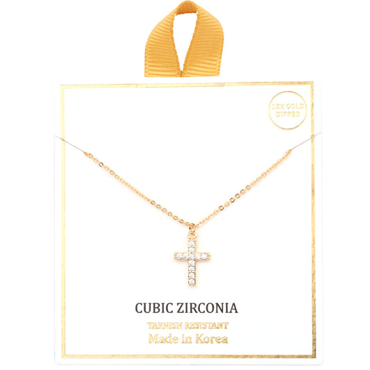 Gold 16"-18" Chain with Rhinestone Cross Charm