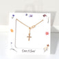 CZ Cross Lariat 16"-18" Necklace