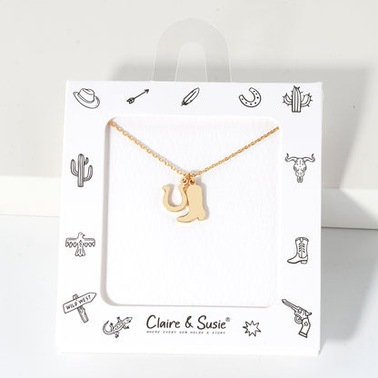 Cowboy Boot and Horseshoe 16"-18" Necklace