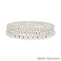 Water Resistant Silver Graduated Beaded Set of 3 Stretch Bracelets