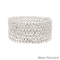 Water Resistant Silver Textured 4MM Beaded Set of 6 Stretch Bracelet