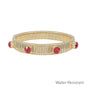 Water Resistant Ribbed Stretch Bracelet with Red Crystal Studded Accent