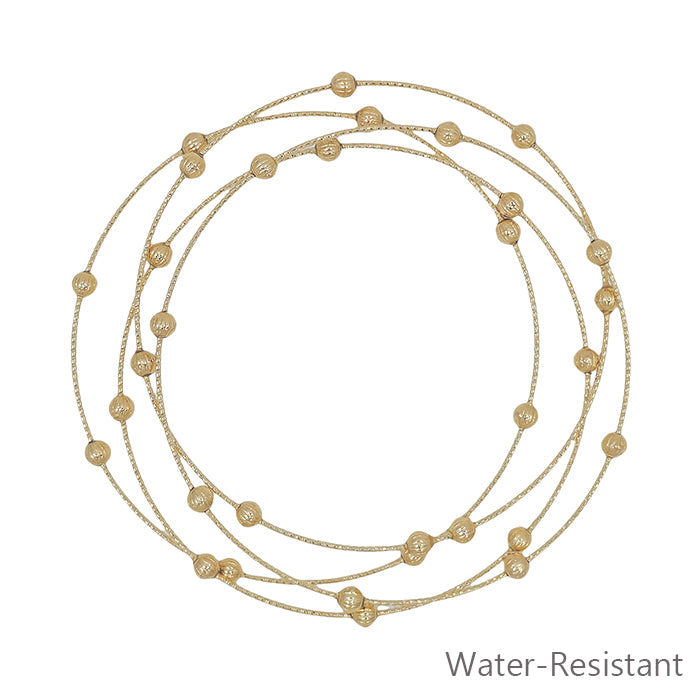 Water Resistant Thin Gold Bangle with Beaded Accent Set of 4 Bracelets