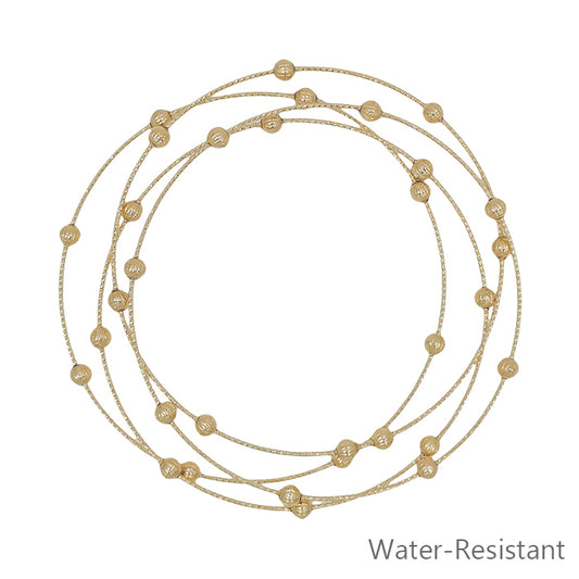 Water Resistant Thin Gold Bangle with Beaded Accent Set of 4 Bracelets