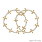 Water Resistant Gold Beaded and Pearl Cross Shape Set of 2 Stretch Bracelets