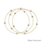 Water Resistant Thin Gold Bangle with Pave Beaded Accent Set of 3 Bracelets