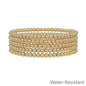 Water Resistant Small Gold Beaded Set of 5 Stretch Bracelets