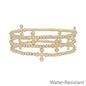 Water Resistant Gold Set of 3 3mm Beaded with Bubble Cross Stretch Bracelets