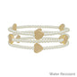 Water Resistant Pearl and Gold Beaded Heart Set of 3 Stretch Bracelets