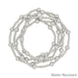 Water Resistant Set of 5 3mm Small Silver Beaded with 6MM Beaded Stretch Bracelets