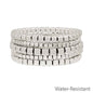 Set of 5 4/5/6MM Silver Square Beaded Stretch Bracelets