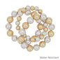 Gold and Silver 10 &15mm Beaded Set of 3 Stretch Bracelets