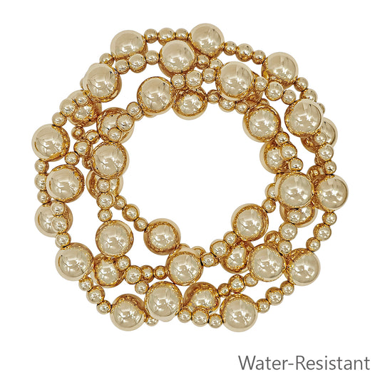 Water Resistant Set of 4 10MM and 4MM Beaded Stretch Bracelets