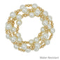 Water Resistant Set of 4 Gold 10MM and 4MM Pearl Beaded Stretch Bracelets
