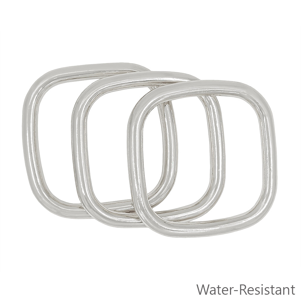 Silver Square Bangle Set of 3 Bracelets