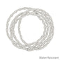 Set of 4 Textured Silver Oval Beaded Stretch Bracelets