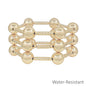Water Resistant Set of 3 Gold Tube with 14MM Beaded Bracelet Set