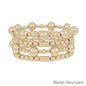 Set of 4 10MM Gold Beaded with Cylinder Beaded Stretch Bracelets