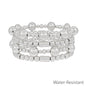 Set of 4 10MM Silver Beaded with Cylinder Beaded Stretch Bracelets