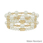 Set of 4 10MM Pearl Beaded with Cylinder Beaded Stretch Bracelets