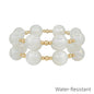 Set of 2 Gold Beaded with White "Candy" 16mm Beaded Stretch Bracelets