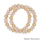Set of 2 Light Pink and Gold Beaded Stretch Bracelets