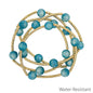 Set of 3 Turquoise "Candy" Beaded with Gold Piping Stretch Bracelets