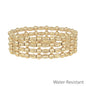 Gold Textured Oval and Gold Beaded Set of 4 Stretch Bracelets