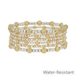 Water Resistant Set of 6 5MM and 3MM Gold and Silver Beaded Stretch Bracelets