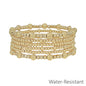 Water Resistant Set of 6 5MM and 3MM Gold Beaded Stretch Bracelets