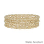 Gold Beaded and Textured Oval Set of 5 Stretch Bracelets
