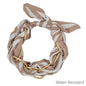 Tan and White Threaded with Gold Chain Tie Bracelet