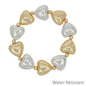 16MM Gold and Silver Puffy Heart Stretch Bracelet