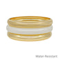 Water Resistant Set of 3 Acrylic Gold and White Green Bangles
